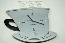 Firstime & Co. Coffee Cup Mug & Saucer Shaped Steel Wall Clock 12” x 12” Retro