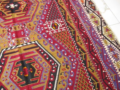 Oversize Turkish Kilim 78x167 Large Kilim Rug 6.6x13.11 Vibrant Color Wool Rug - Picture 9 of 16