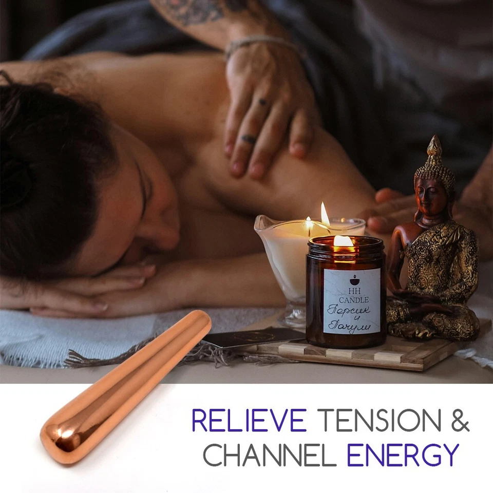 Varita de masaje 100 % cobre sólido de 4,25 pulgadas para terapia natural y curación espiritual Foto 3 de 4