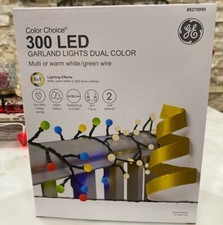 GE Color Choice LED Garland Globe Light 300 LED Warm White Multi Color 25'