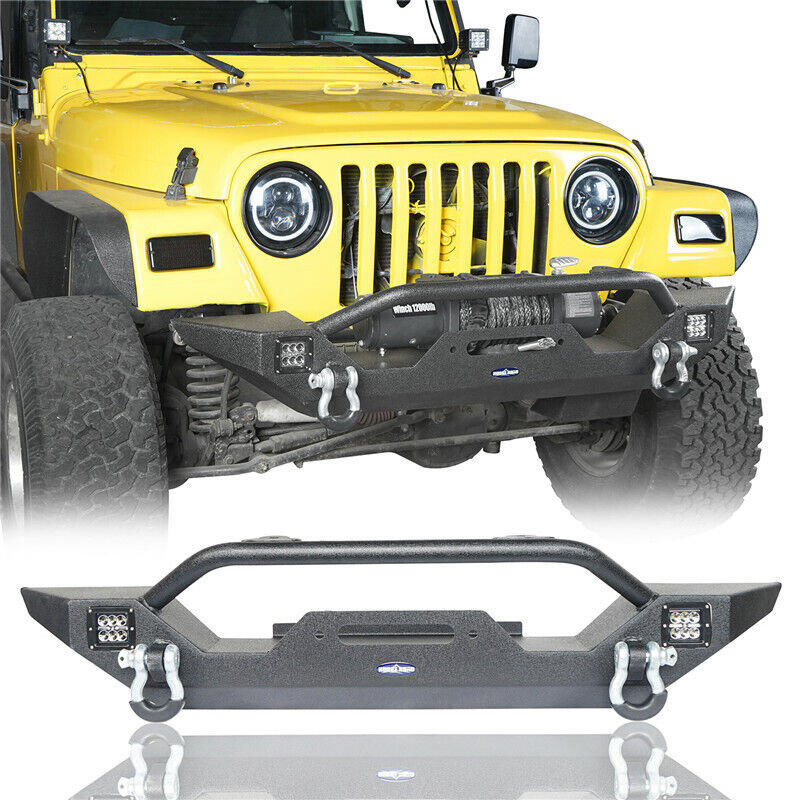 Front Bumper w/Winch Plate & LED Lights & D-Rings For 1997-2006 Jeep  Wrangler TJ 766832947455 | eBay