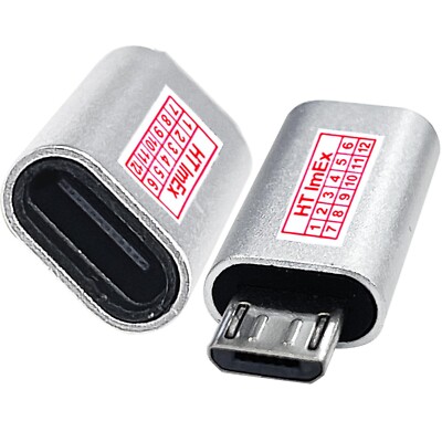Silber - Adapter Micro USB auf USB-C Buchse wandelt USB Typ B zu USB 3.1 Typ C