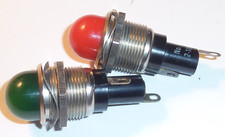 vintage 2 VOYANT lampe LUMINEUX ancien tableau électrique VERT ROUGE loft DIODE