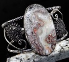 Plated Bangle 6.5" Chunky Jewelry Mj Huge Mexican Laguna Lace 925 Silver