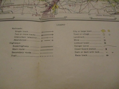 Vintage 1945 Cleveland Ohio Aeronautical Navigation Chart Map WW2 Era Large 44" - Picture 4 of 18