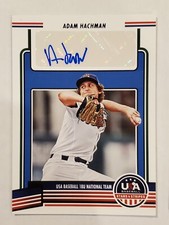 ADAM HACHMAN 2023 Panini Stars & Stripes 18U NATIONAL TEAM BLUE FOIL AUTO