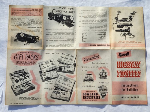 Vintage 1953 Revell Highway Pioneers Modellauto Bausatz 1913 Mercedes Gowland & Gowland - Bild 9 von 17