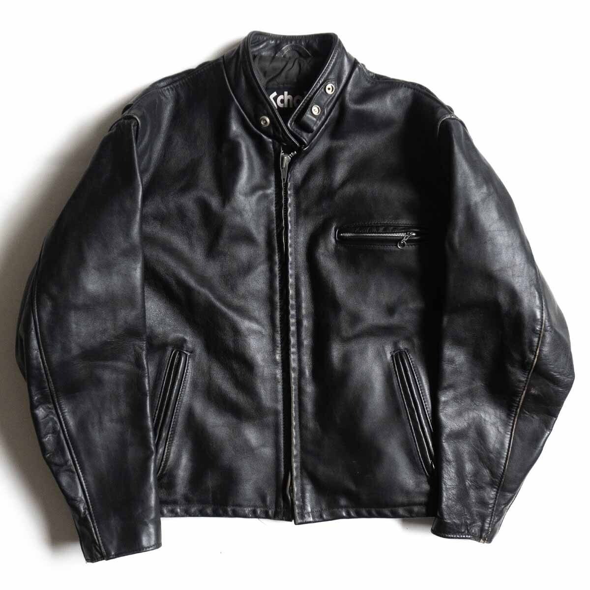 Schott 641Q シングルライダースジャケット 44 ブラック