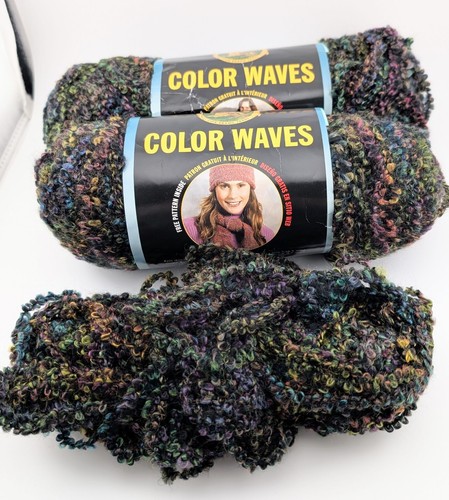 Lion Brand Color Waves #353 Lava Black Multi #5 Bulky Acrylic Yarn Lot of 3