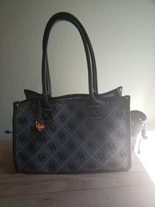 Dooney-amp-Bourke-Inc-Canvas-Tote-Purse-with-two-side-pockets-and-clasp