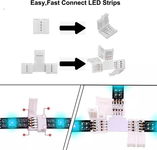 Connettori LED a Forma di T 4 Pin, Confezione da 10 10Mm Larghezza Senza Fili Senza Saldatura Gapless - Foto 10 di 12
