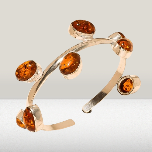 Amber Silver Plated Bracelets 8 Gemstones Fashion Jewelry - Picture 3 of 13