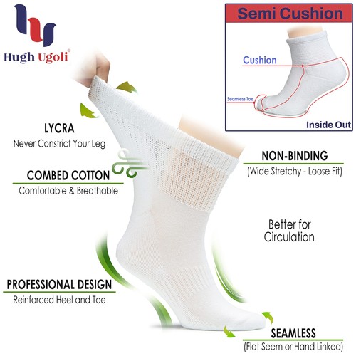 Women's Cotton Diabetic Ankle Socks Wide Loose & Stretchy Seamless Toe & Non ... - Picture 2 of 6
