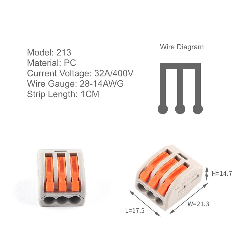 Downlight Connector Fast Easy Lever Wire Cable Connector Terminal Block Splice - Image 1 of 1