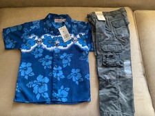 Boys Sz 4/5 Skull Hawaiian Shirt Camo Cargo Pants Clothes Set Lot Nwt