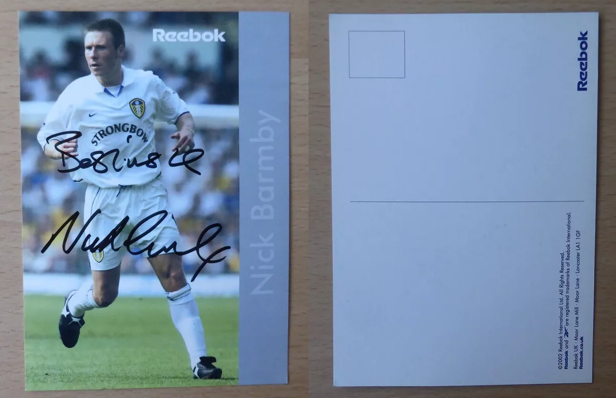 Nick Barmby Signed Reebok Promo Card Leeds United with COA 19006