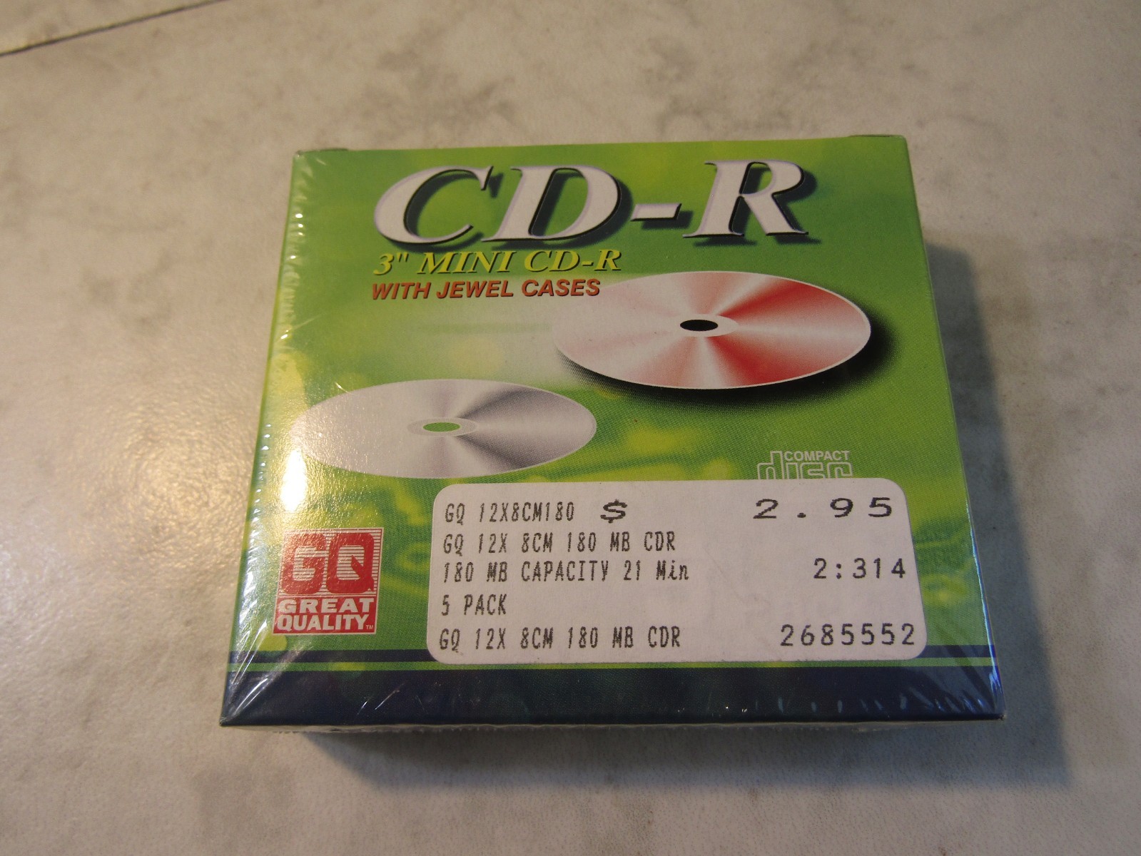 Great Quality CD-R 3" Mini CD-R with Jewel Cases Pack of 5 VTG Unopened