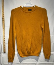 Zara Man Textured Knit Pullover Crewneck Long Sleeve Mustard Med Sweater