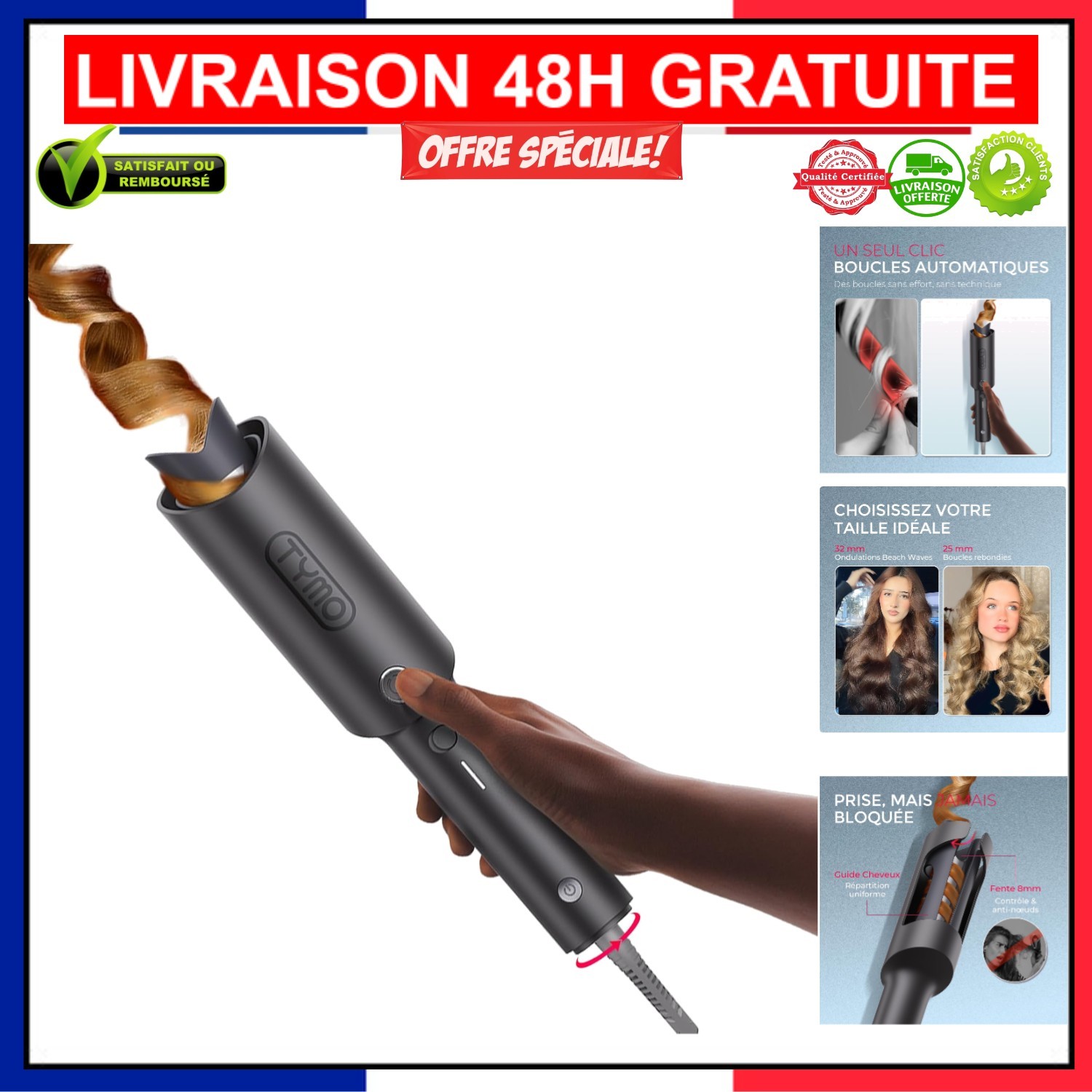 Boucleur automatique TYMO Curlpro 32mm, l'excellence d'un coiffage haute protection