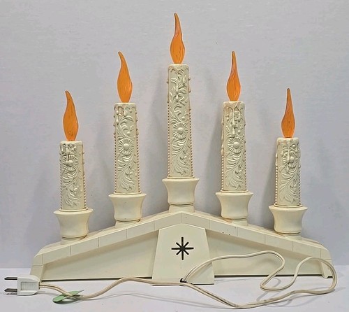 Empire Christmas Window Candelabra 5 Lighted Drip Candles Electric Vintage USA - Picture 10 of 24
