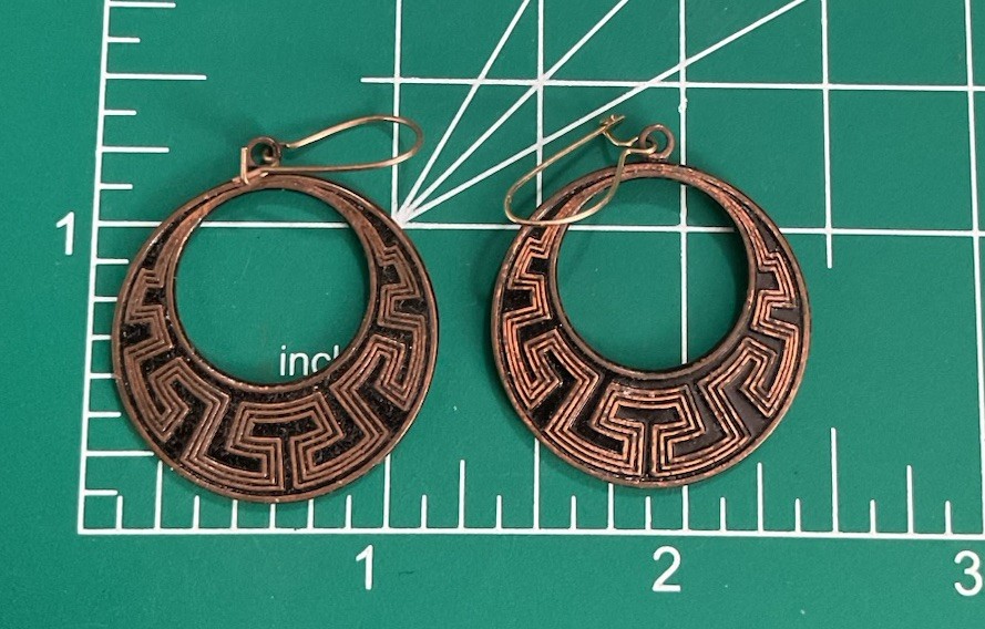 Solid Copper Marked Patterned Round Earrings - image 4