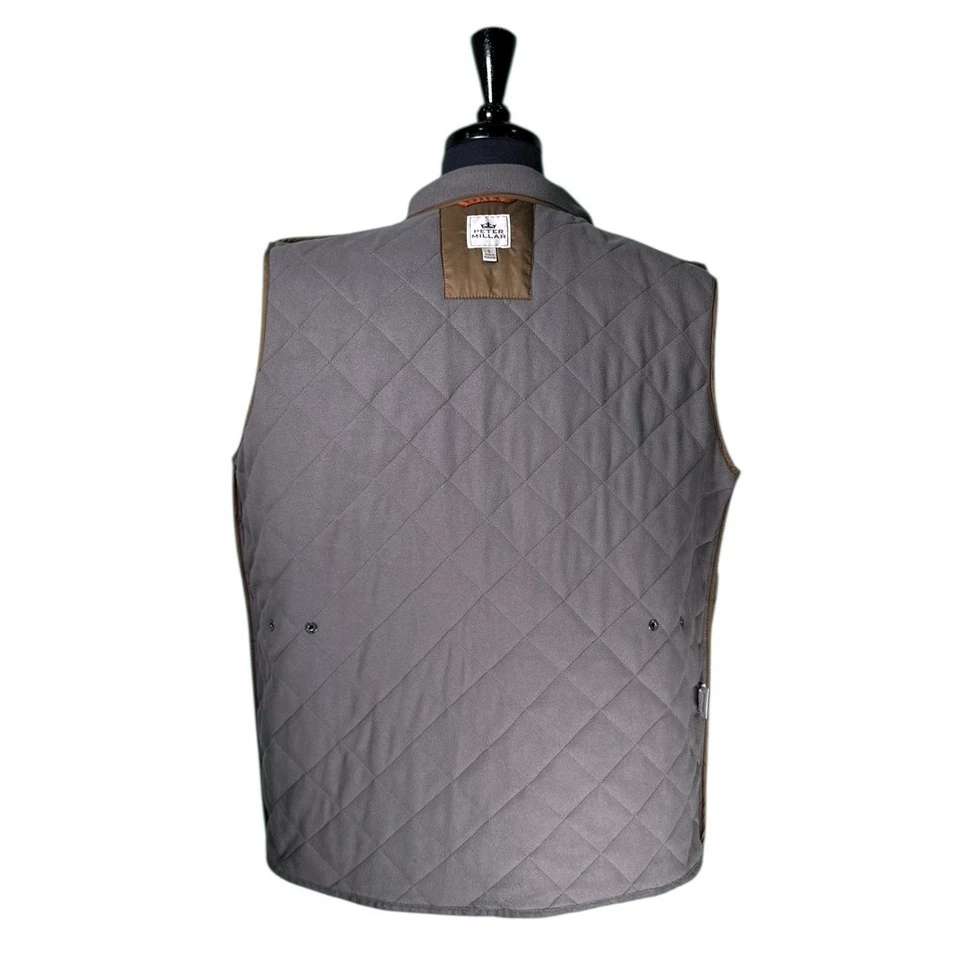 Peter Millar Mens Small Brown Essex Quilted Vest Full Zip Lined Golf Outdoor - Image 3 of 4