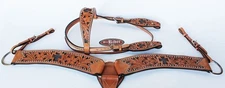 Show Tack Bridle Horse Western Leather Rodeo Headstall Breast Collar 85101