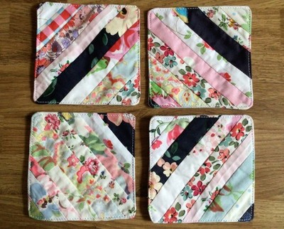 4er Set Patchwork Untersetzer aus Cath Kidston Baumwollstoffen 10 cm Quadrat #B