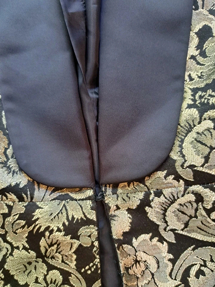 Chaqueta Blazer Nipon Boutique Mujer 10 Dorado Negro Metálico Floral Foto 3 de 4