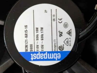 EBMPAPST W2K121-AA15-16 115V-50/60HZ 18W  17W