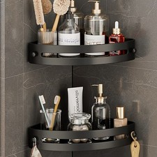2 Tier Self Adhesive Corner Shower Caddy Bathroom Storage Shelf UK Free Post