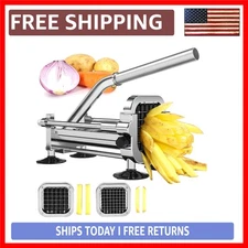Stainless Steel French Fry Cutter - Effortlessly Create Perfect 1/2" & 3/8" F...