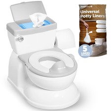 Real Feel 2-in-1 Potty with Wipes Storage Flushing Sounds  Disposable Liners...