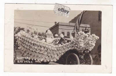 1911 RPPC FREMONT NEBRASKA GUMPERT PARADE FLOAT CAR PEONIES VINTAGE POSTCARD NE