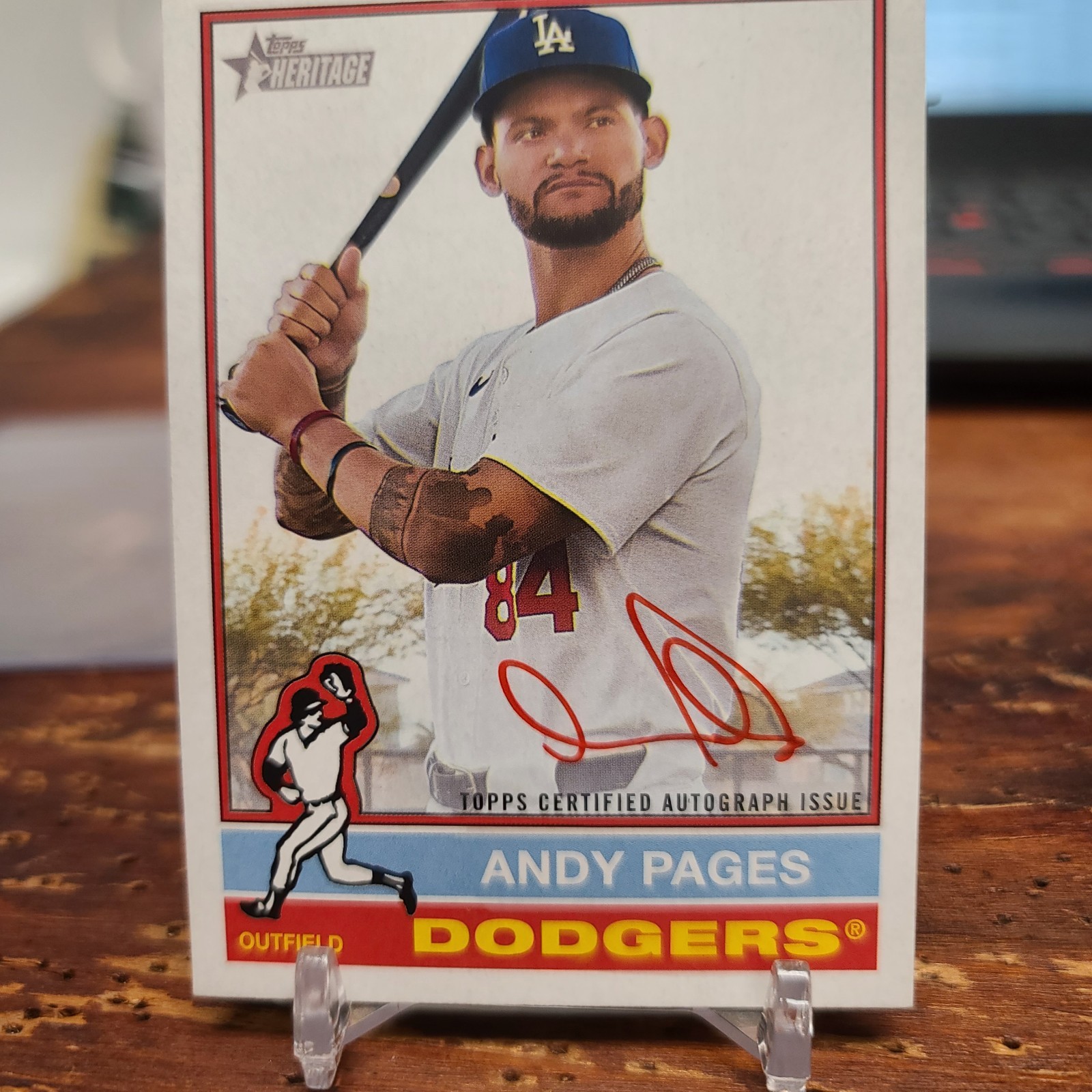 2025 Topps Heritage Andy Pages Real One Red Ink SP Auto Dodgers 58/76