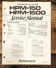 Pioneer HPM-150 HPM-1500 Speaker Service Manual *Original*