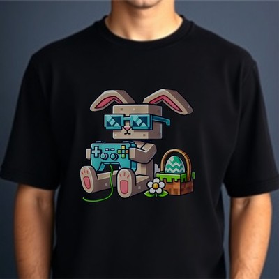 Osterhase T-Shirt Vintage Gaming Liebhaber Eierjäger Top Herren Freizeit Geschenk Tee