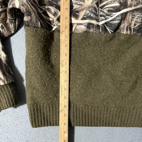 Macks Prairie Wings MPW Mens Medium 1/4 Zip Sweater Brown Elbow Patch Shooting - Picture 5 of 8