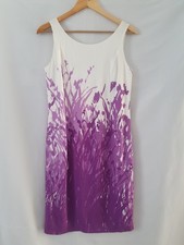 Minuet White and Purple Floral Sleeveless Shift Fitted Dress Size 12 Wedding