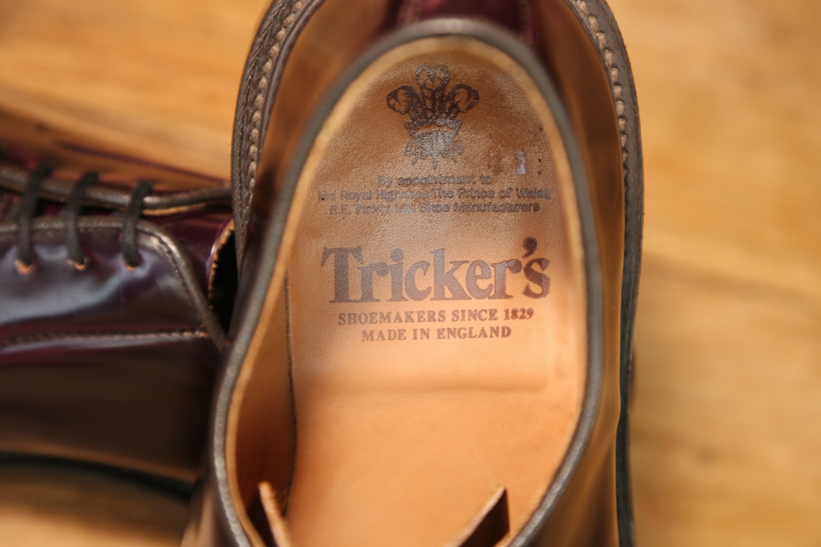 Tricker's Trickers Robert Purple Leather Derby Lace Up Shoes UK 8 US 9