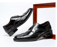 Mens Leather Lace Up Brogue Casual Wedding Dress Party Evening Shoes Spring Fall