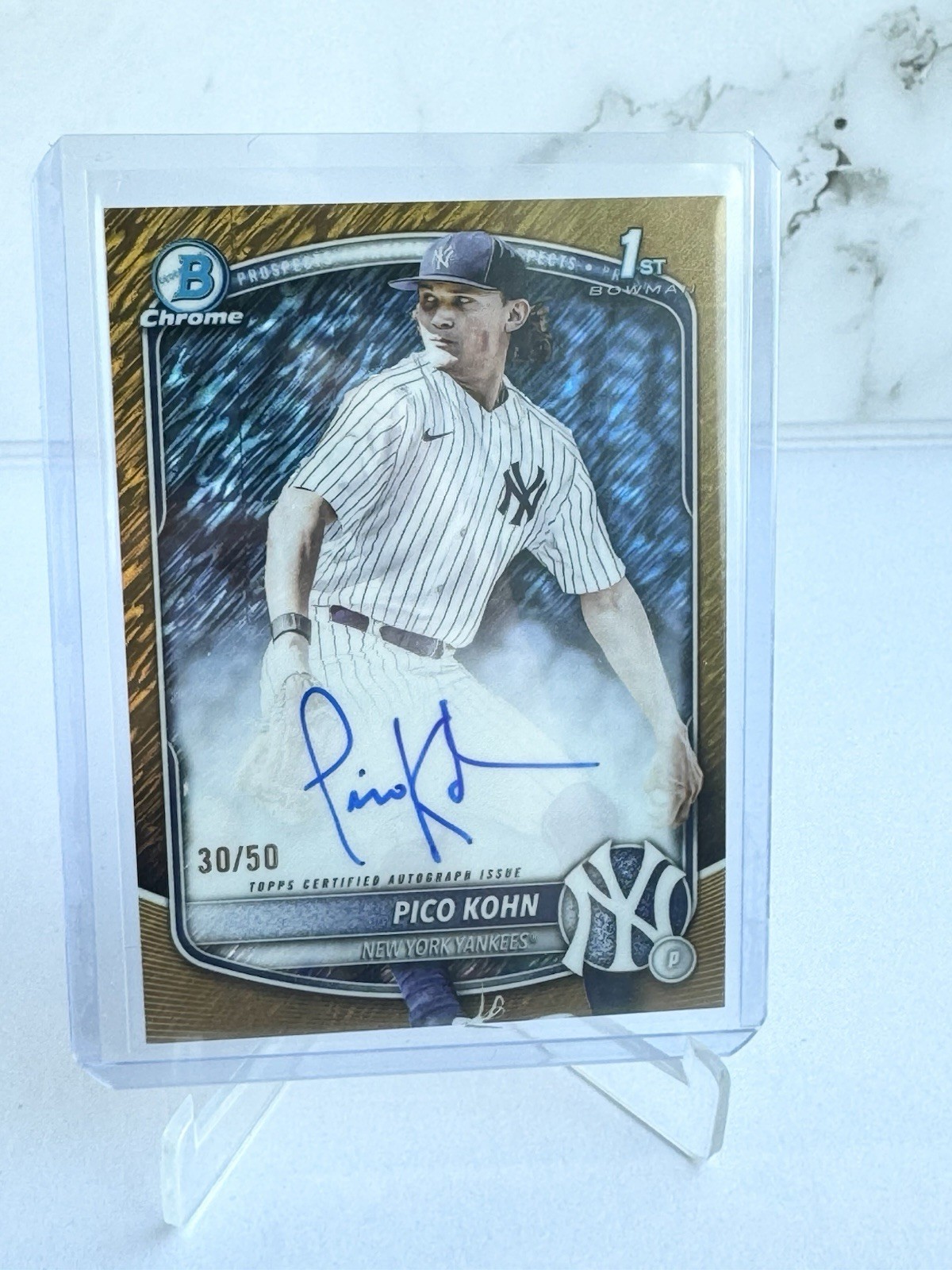 PICO KOHN 2025 BOWMAN CHROME DRAFT 1ST GOLD SHIMMER AUTO /50 YANKEES