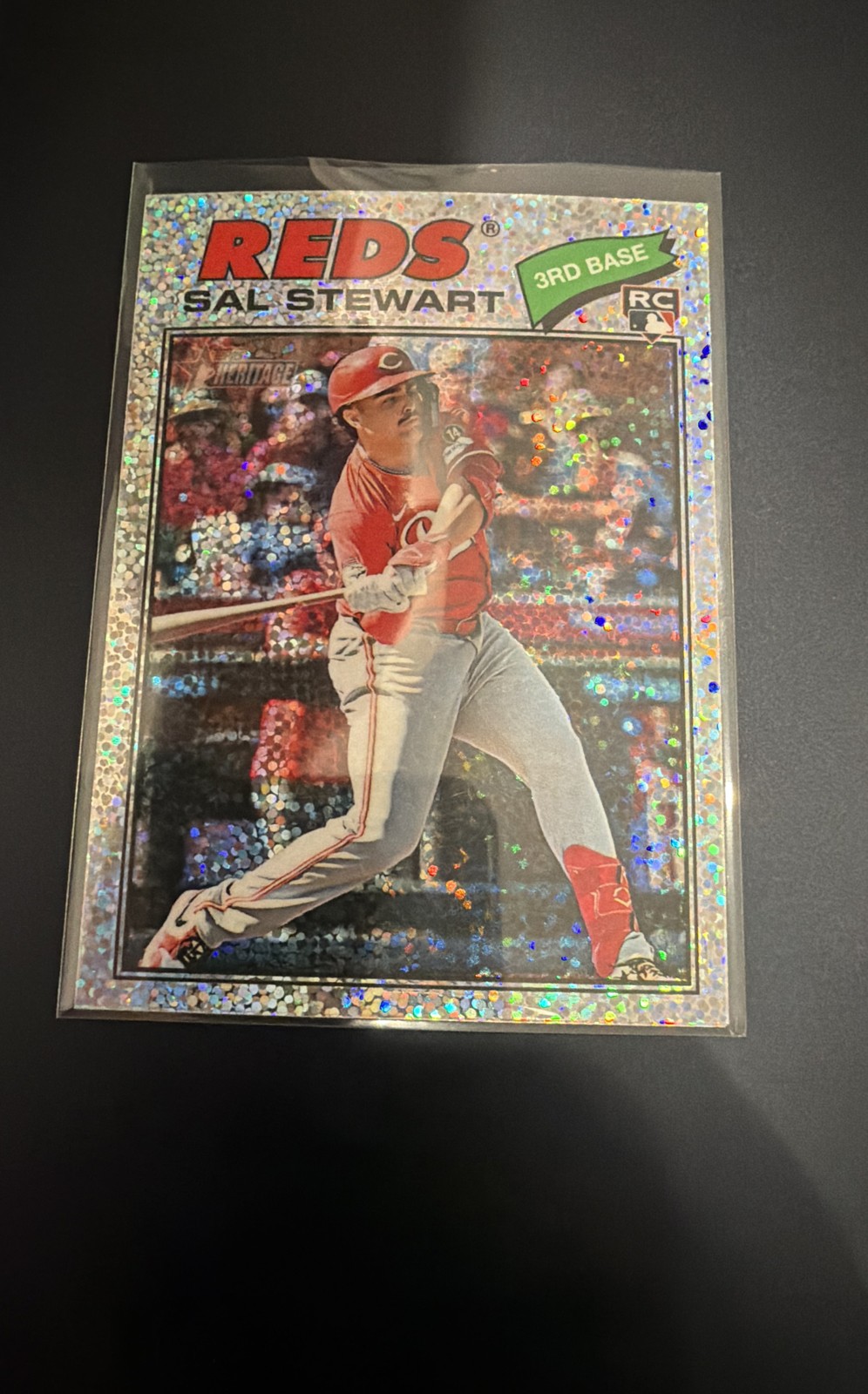 2026 Topps Heritage - Sal Stewart #221 Chrome Silver Sparkle Refractor (RC)