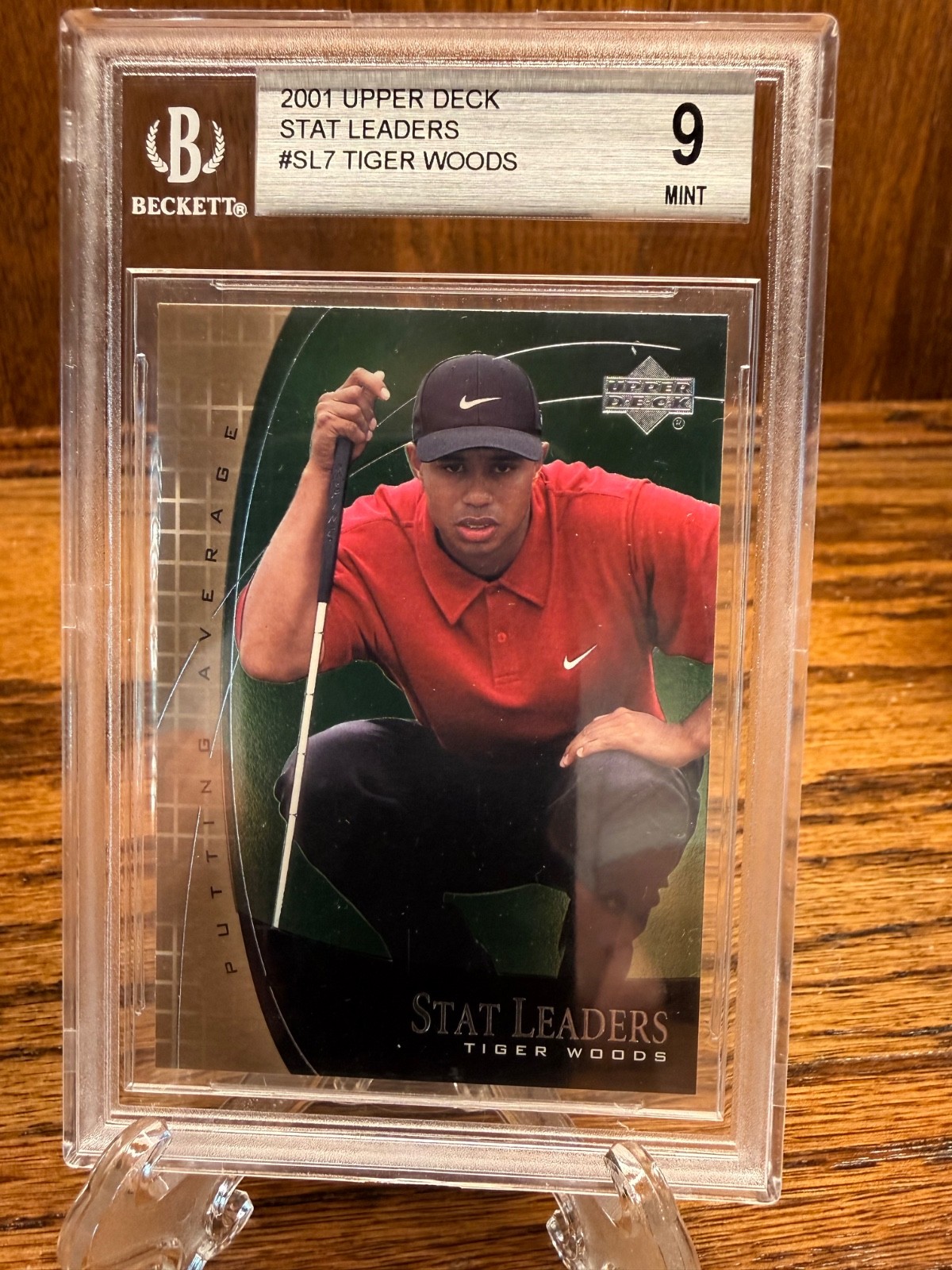 2001 Upper Deck - Stat Leaders Tiger Woods #SL7 (RC) BGS 9