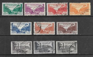 Lebanon stamps 1947 Sc# C119/C128 U/F/VF 