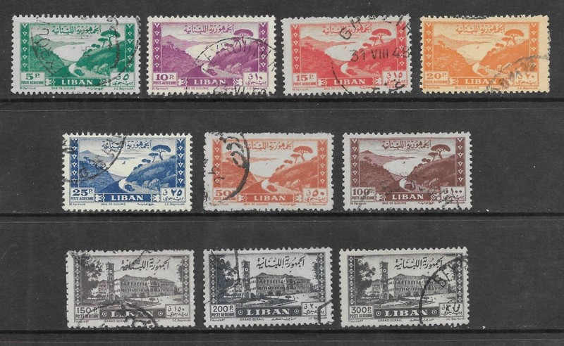 Lebanon stamps 1947 Sc# C119/C128 U/F/VF 