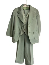 Vintage 1970s Sears Boys Light  Green 3 Piece Suit Size 6