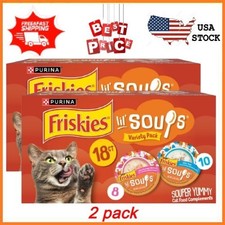 2 pack Purina Friskies Lil' Soups Salmon and Tuna for Cats Variety Pack, 1.2 oz