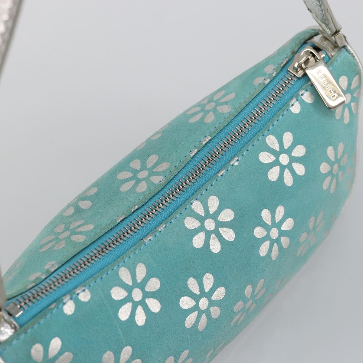 CELINE Accessory Pouch Suede Light Blue Silver Auth BAZ625A — image 6