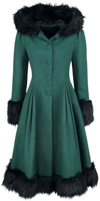 Hell Bunny Mantel Damen Elvira Coat petrol Casual Wear, Rockabilly, Rockwear